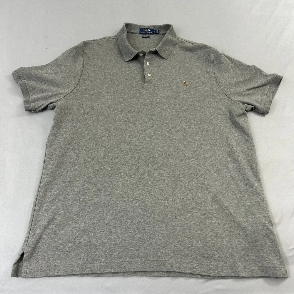 Polo Ralph Lauren Polo Shirt Mens Large Gray Short Sleeve Pony Logo Cotton